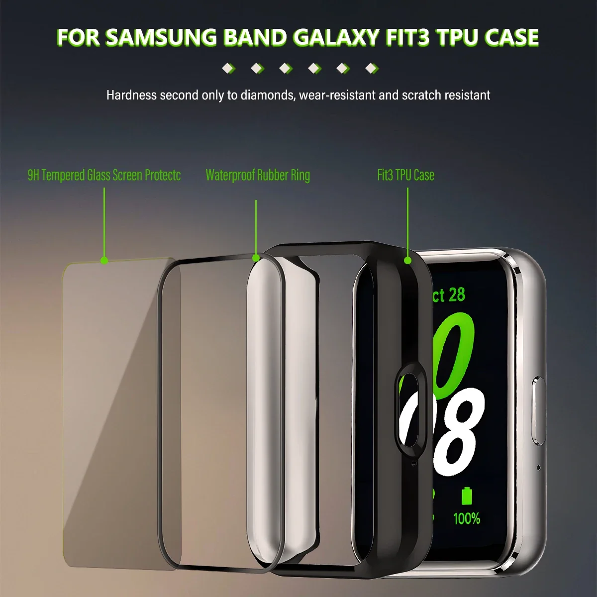 Custodia placcata per Samsung Galaxy Fit 3 cinturino per orologio Samrt copertura completa paraurti TPU accessori per Cover protettiva protezione per schermo F