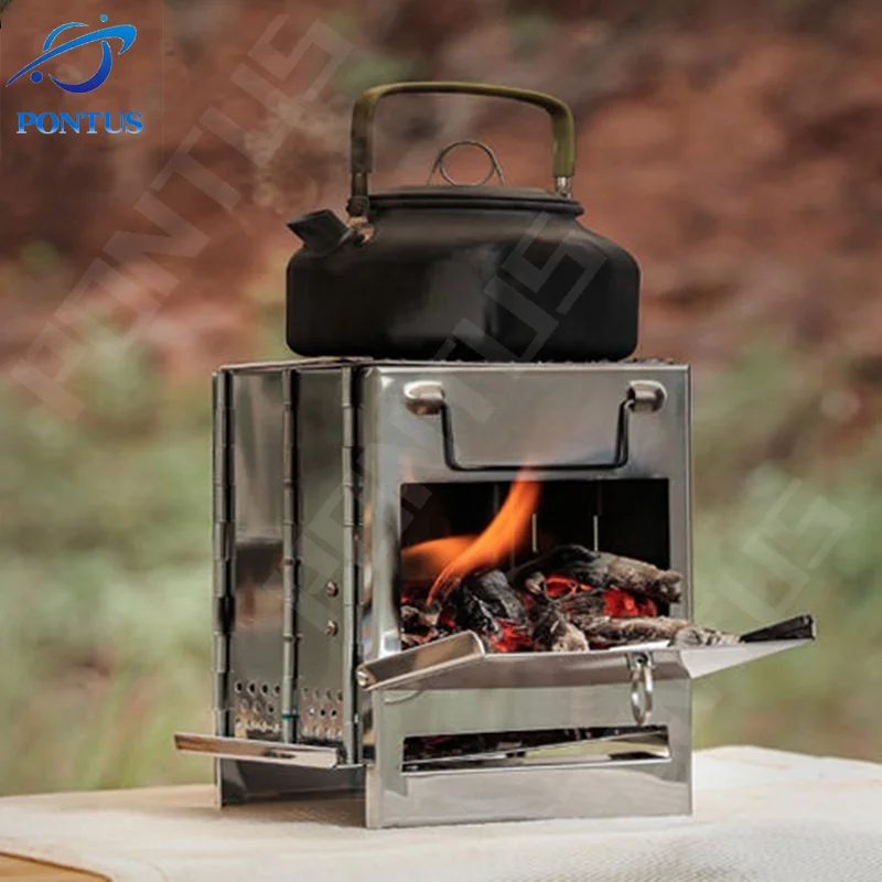 BBQ Grill Outdoor Camping Grill Portable Burning Stove Stainless Steel  Folding Camp Stove Portable Oven for Outdoor Picnic BBQ