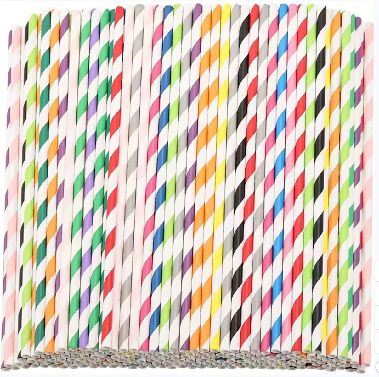 Mix Color Paper Straws 100PCS Disposable Drinking Straws Bulk 6*197mm Decoraation Bar for Cocktail Bars Restaurants