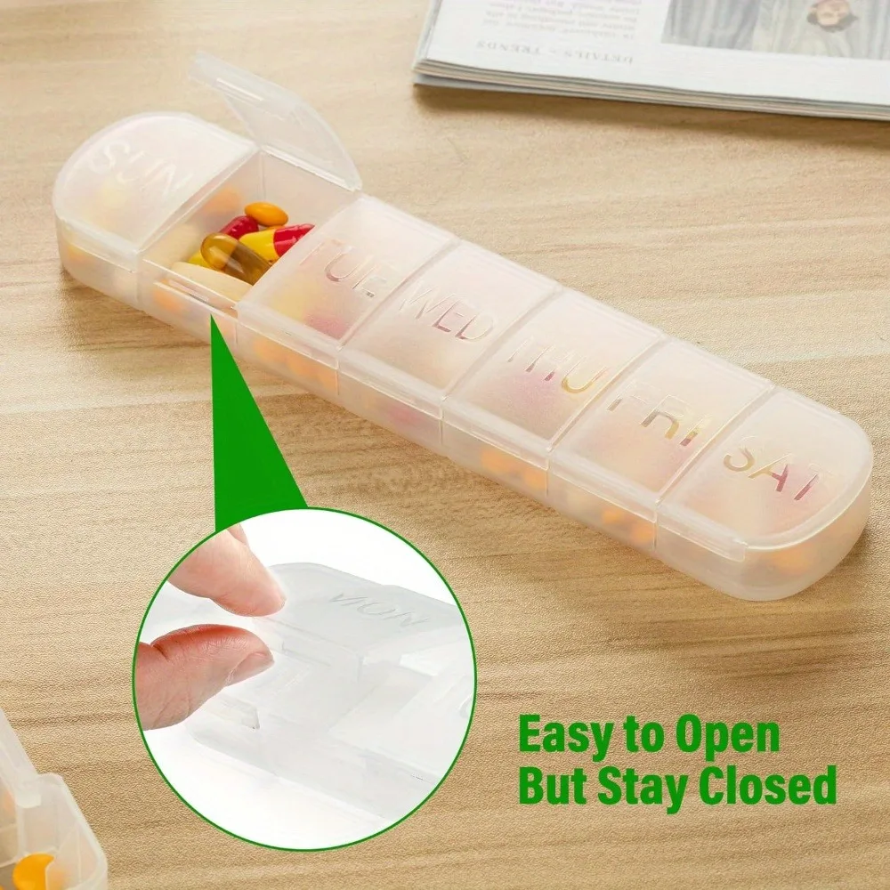 Extra Large 7-Day Travel Pill Organizer with Dual Daily Compartments