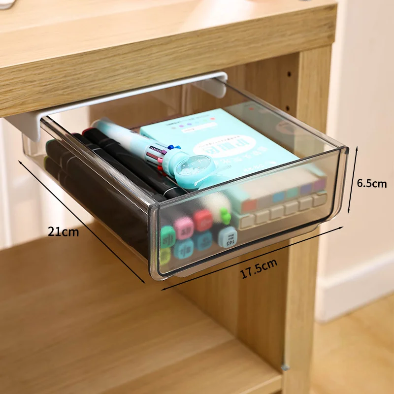 Multifunctional Drawer Type Desktop Under Desk Storage Box Hidden Office Organizer Drawer Boxs Desk Stationery Box Storage Tools
