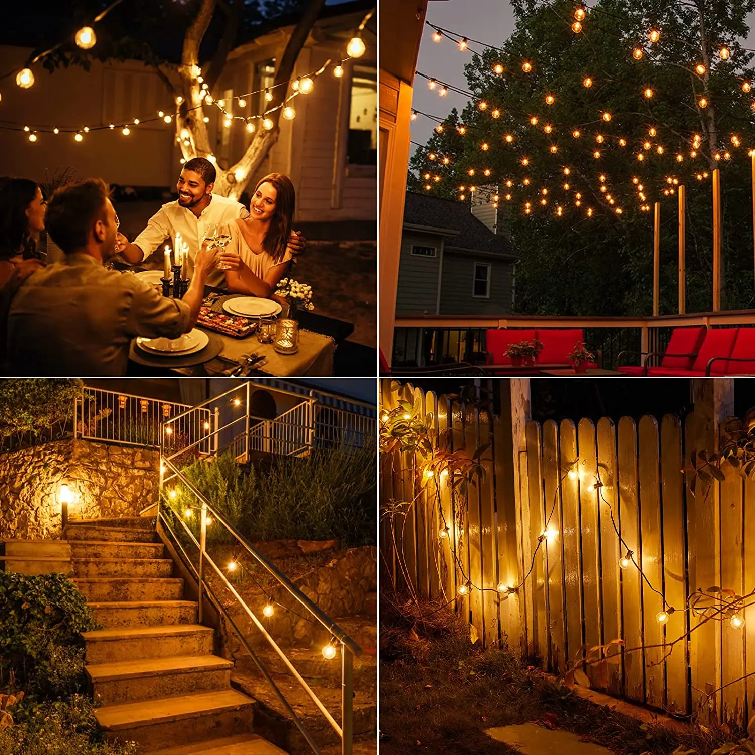 12M G40 LED Globe String Lights Outdoor, Waterproof Plastic Bulbs, Balcony Garland Fairy Lamps for Wedding Christmas Party Decor images - 6