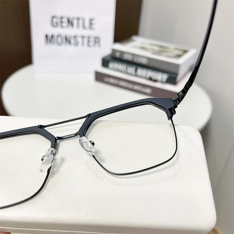 Men Anti-glare Glasses Transparent Computer Glasses Male Anti-blue Light Double Beam Frame Flat Mirror Eyeglasses For Drivers