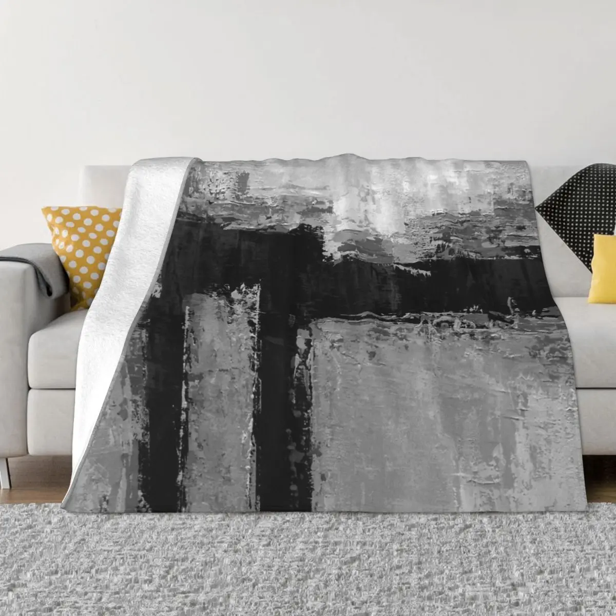 

Серое черное абстрактное плюшевое одеяло до колена зимние одеяла и одеяла одеяло