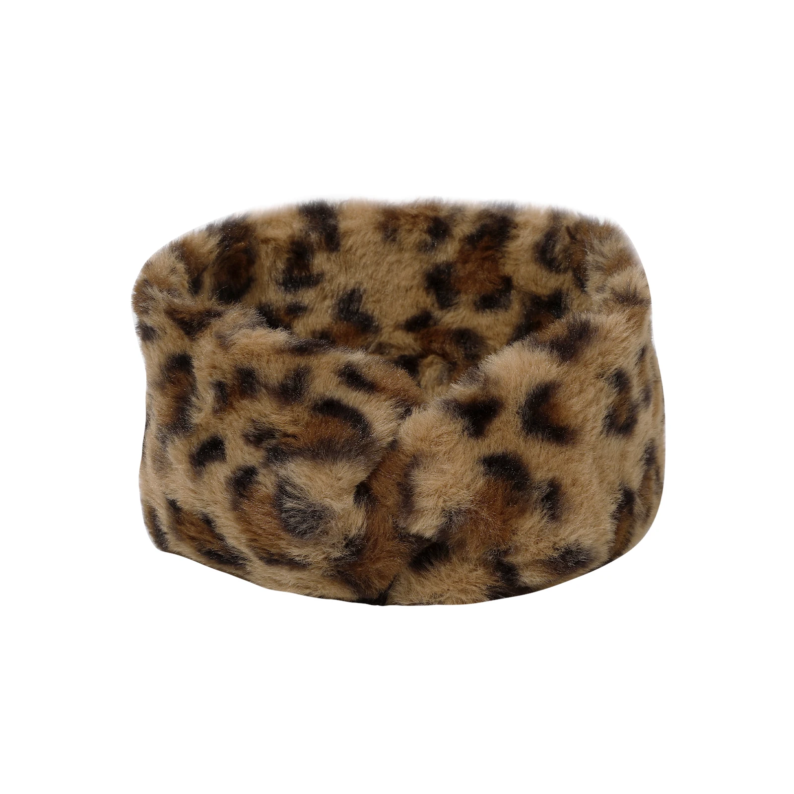 1pc Plush Leopard Print Headband For Women Autumn Winter Elastic Hairbands Girls Hair Accessories Headwear Hair Bands Turban