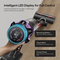 Aspirateur sans fil Ultenic U18 Power Pro, aspiration puissante de 55 kPa, moteur de 600 W, autonomie jusqu'à 80 minutes, brosse à rouleaux anti-emmêlement, écran LED intelligent, filtration à 6 couches, station de charge murale pour poils d'animaux et sols durs 8