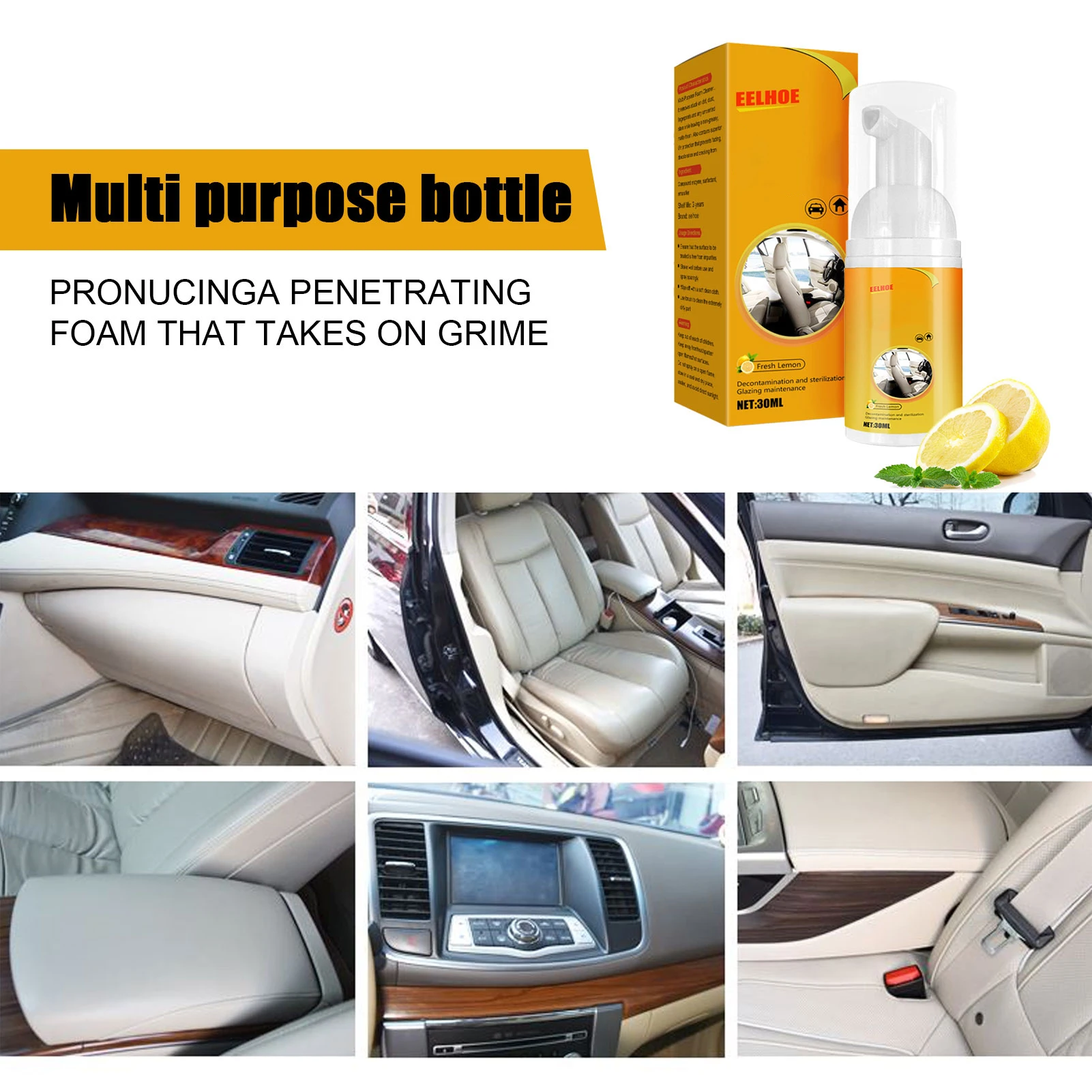 Car Cleaning Products Lemon Foam Cleaner Leather Repair Kit Car Interior  Stain Remover Automotive Foam Spray Ceiling Cleaning - AliExpress