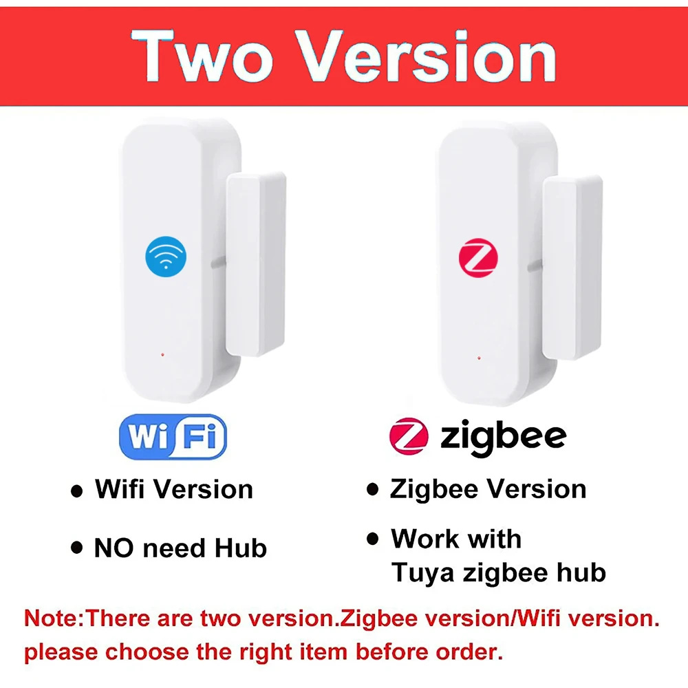 Tuya WiFi Zigbee Smart Door And Window Sensor Magnetic Security Alarm Smartlife APP Remote Monitor Works With Alexa Google Home