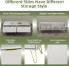 39.4'' Coffee Table with Large Drawers & 2 Open Storage Shelves, White Modern Coffee Tables with Gold Metal Handles 6