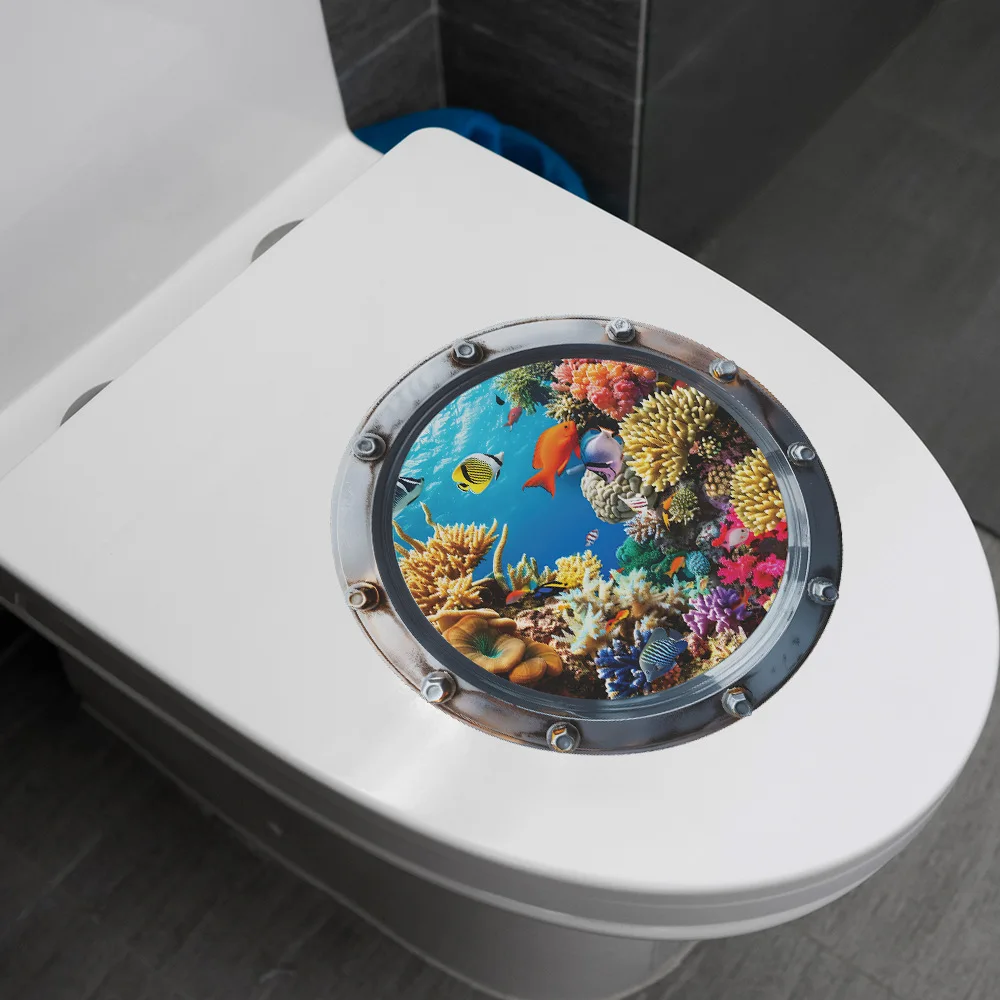 Underwater World Coral Fish Bathroom Toilet Post 1PCS Home Decoration PVC Material Restroom Decor Toilet Stickers toilet stickers