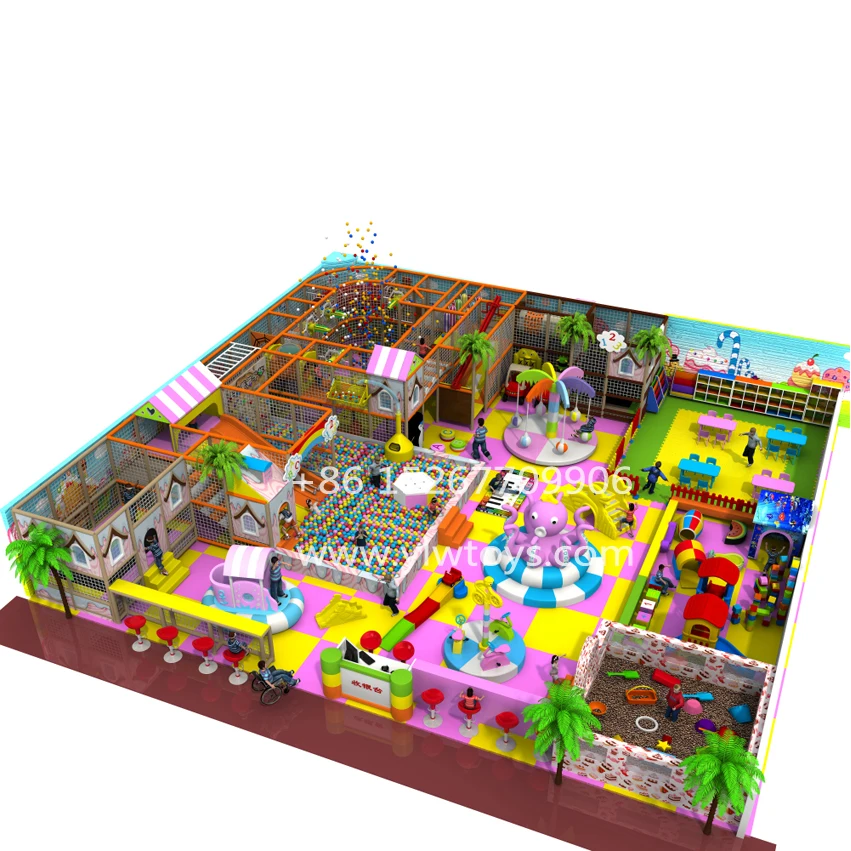 

CE,TUV,SGS customized sweet candy soft indoor playground with collect system.children play center with ball games YLW-IN171030