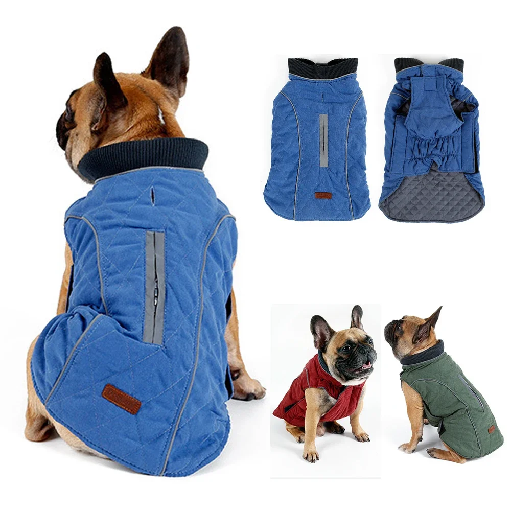 

Теплая куртка для собак, зимняя толстая одежда для домашних животных, жилет, французский бульдог, ветрозащитная модель, одежда для маленьких и средних собак, чихуахуа