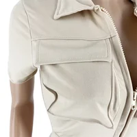 Streetwear Zipper Pockets Shorts Jumpsuit Women Clothing Short Sleeve Skinny Cargo Playsuit Summer Casual One Pieces Romper - Image 6