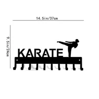 Karate Sparring Medal Hanger & Belt Rack: 14.5 Inches Wide with 10 Hooks, Metal Wall Art for Displaying Achievements and Belts" 2