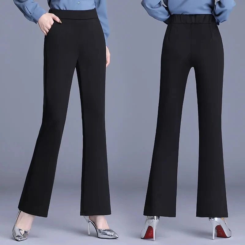 

Loose Women High Waisted Micro Flared Pant Spring Autumn Female Nine Point Trousers Korean Lady Large Size Micro Flared Pantalon