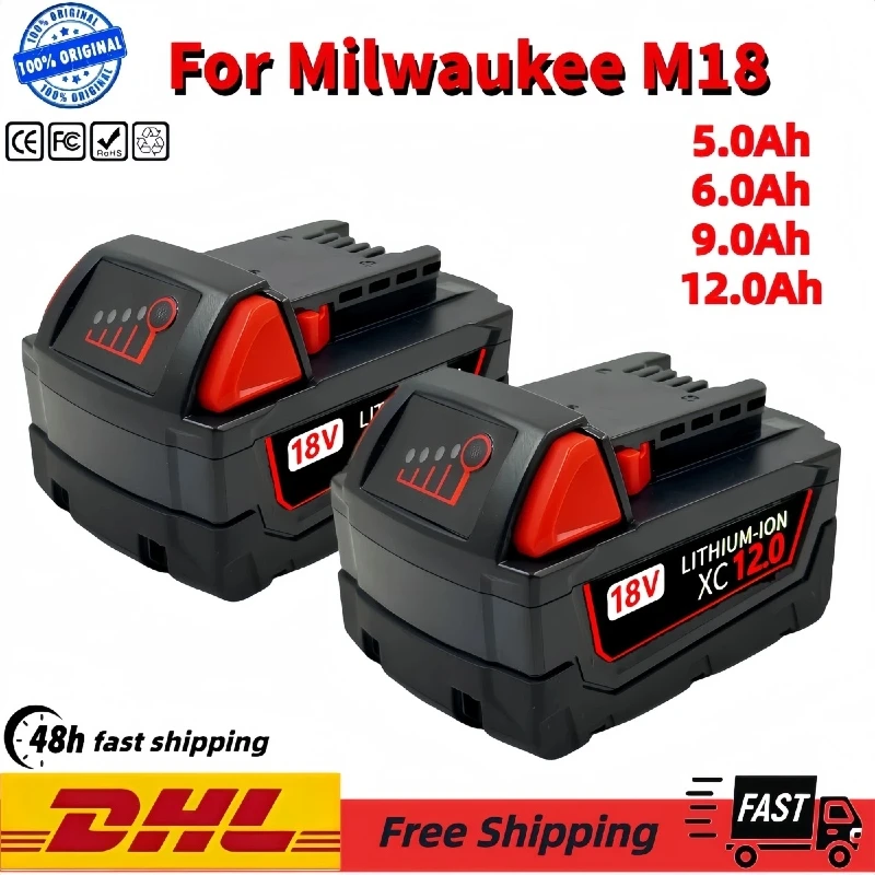 

For Milwaukee M18 M18B6 18V XC 9Ah 6Ah Li-ion Battery 48-11-1860 /Charger rechargeable battery