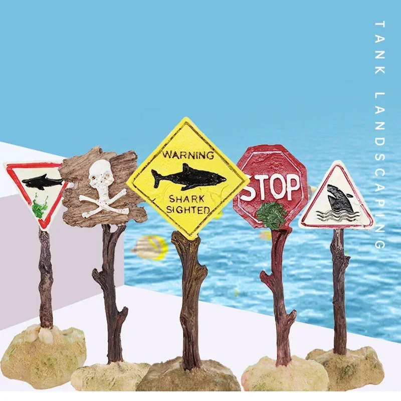 Aquarium Decoration Ornaments Artificial Shark Warning Sign Landscaping Accessories for Fish Tank Aquarium Background fish tank ornaments,mini landscape ornaments,fish tank decorations,aquarium ornaments,fish tank backdrop