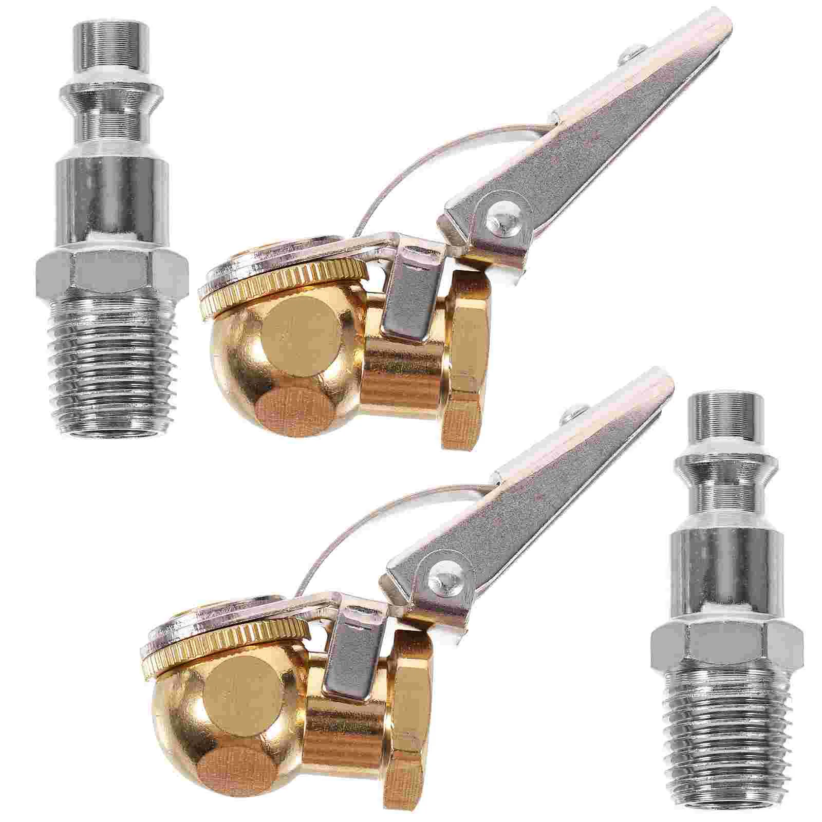 

2 Sets Inflatable Tire Inflator Chuck Copper Iron Air Compressor Attachments Quick Connect