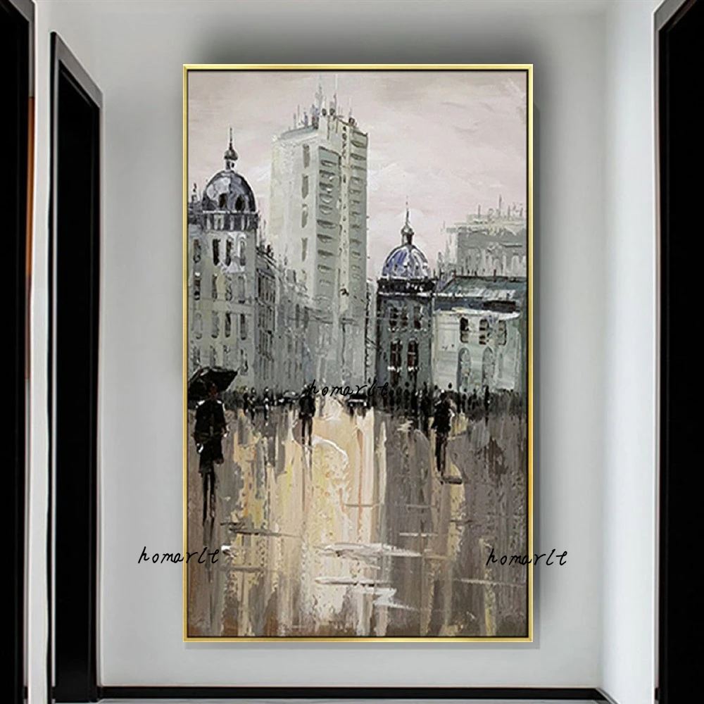 

Picture On The Wall Handmade Canvas Oil Painting Modern City Building Landscape Art Picture For Living Room Home Decor Wall Art