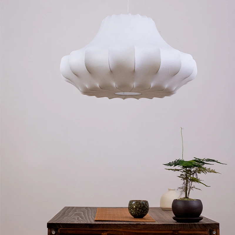 

New Style White Silk Pendant LightsKitchen Island Home Decor Creative Art Italian Designer Nordic Loft Suspension LED Lighting