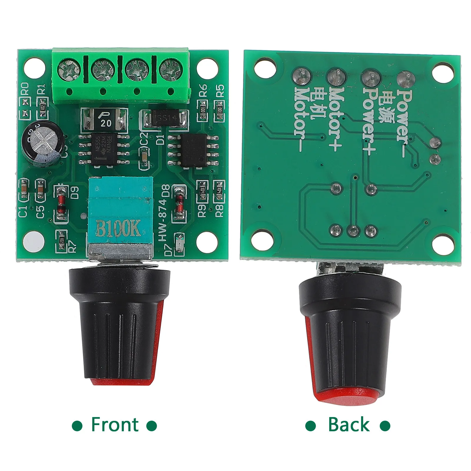 Pwm Dc 모터 속도 컨트롤러 18V-12V 2A 전기 모터 제어용 자체 복구 퓨즈가 있는 조정 가능한 저전압 레귤레이터