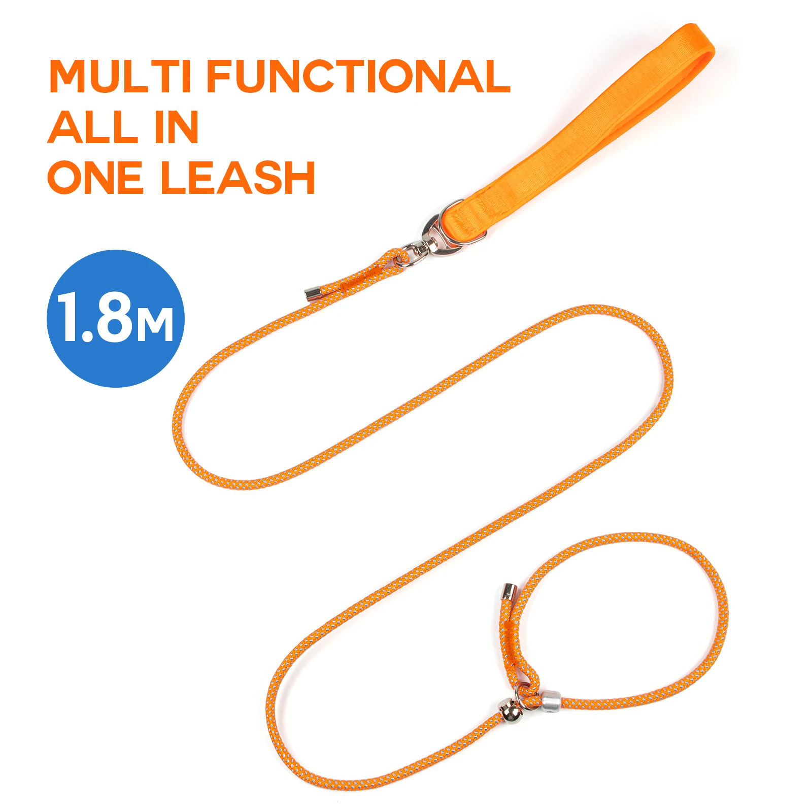 Adjustable Slip Dog Leash - 1.8M Training Rope for Small Breeds, Gentle No-Strain Design