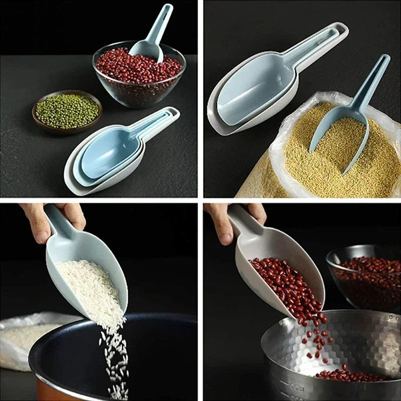 3Pcs/set Plastic Ice Shovel for Candy Dessert Grain Flour Measuring Scoop Serving Kitchen Bar Gadgets Accessories