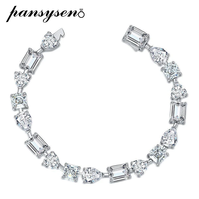 PANSYSENSolid925SterlingSilverSparklingHighCarbonDiamondBridal