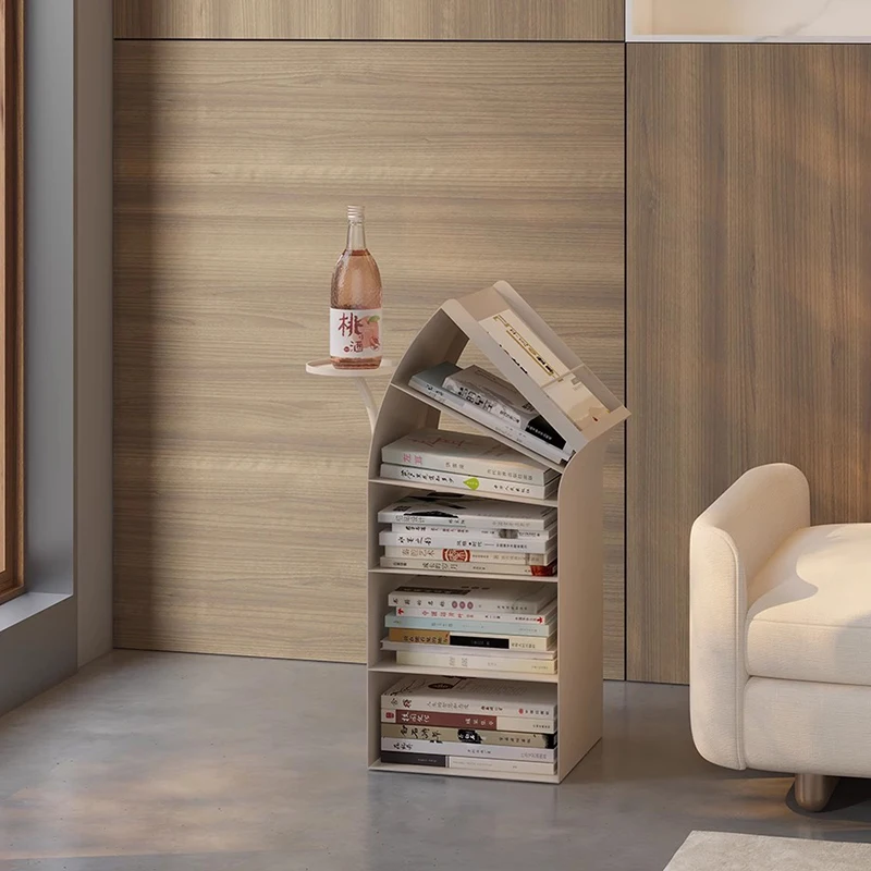 Modern Minimalist Bookshelf Floor Standing Storage Narrow Cabinet Living Room Magazine Display Wall-Mounted Small Bookcase FYMR