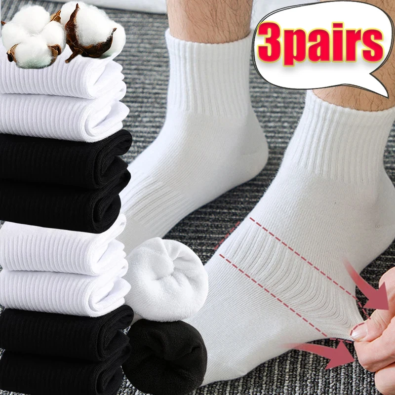

3Pairs Unisex Socks Women Men Black White Ankle Socks Female Male Sports Breathable Solid Socks High Quality Cotton Soft Sock