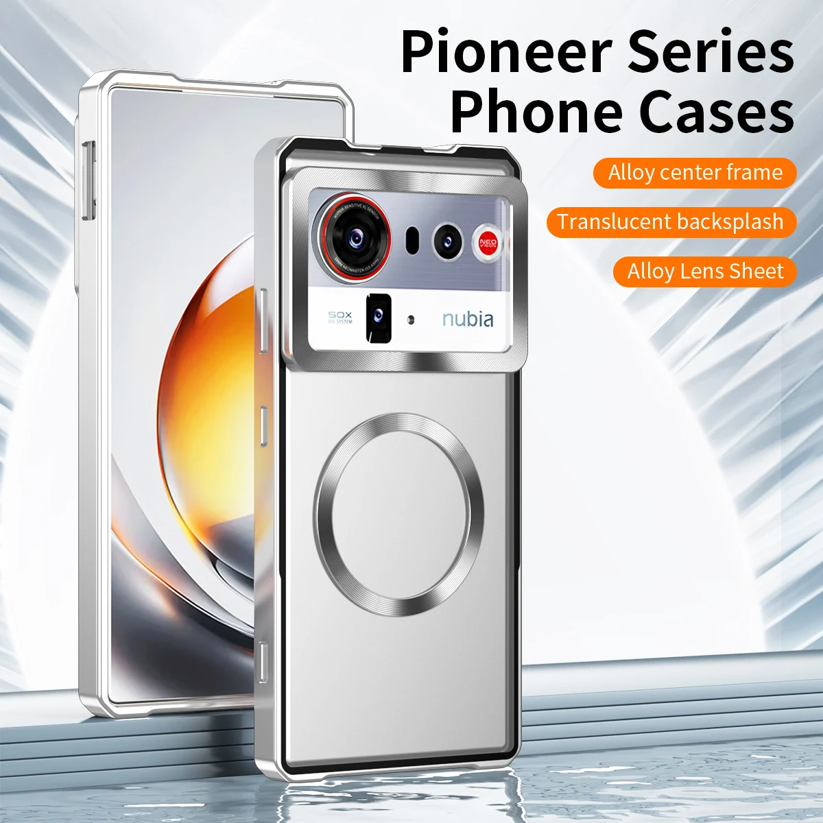 Magnetic Translucent Frosted Detachable Case with Metal Frame Cover