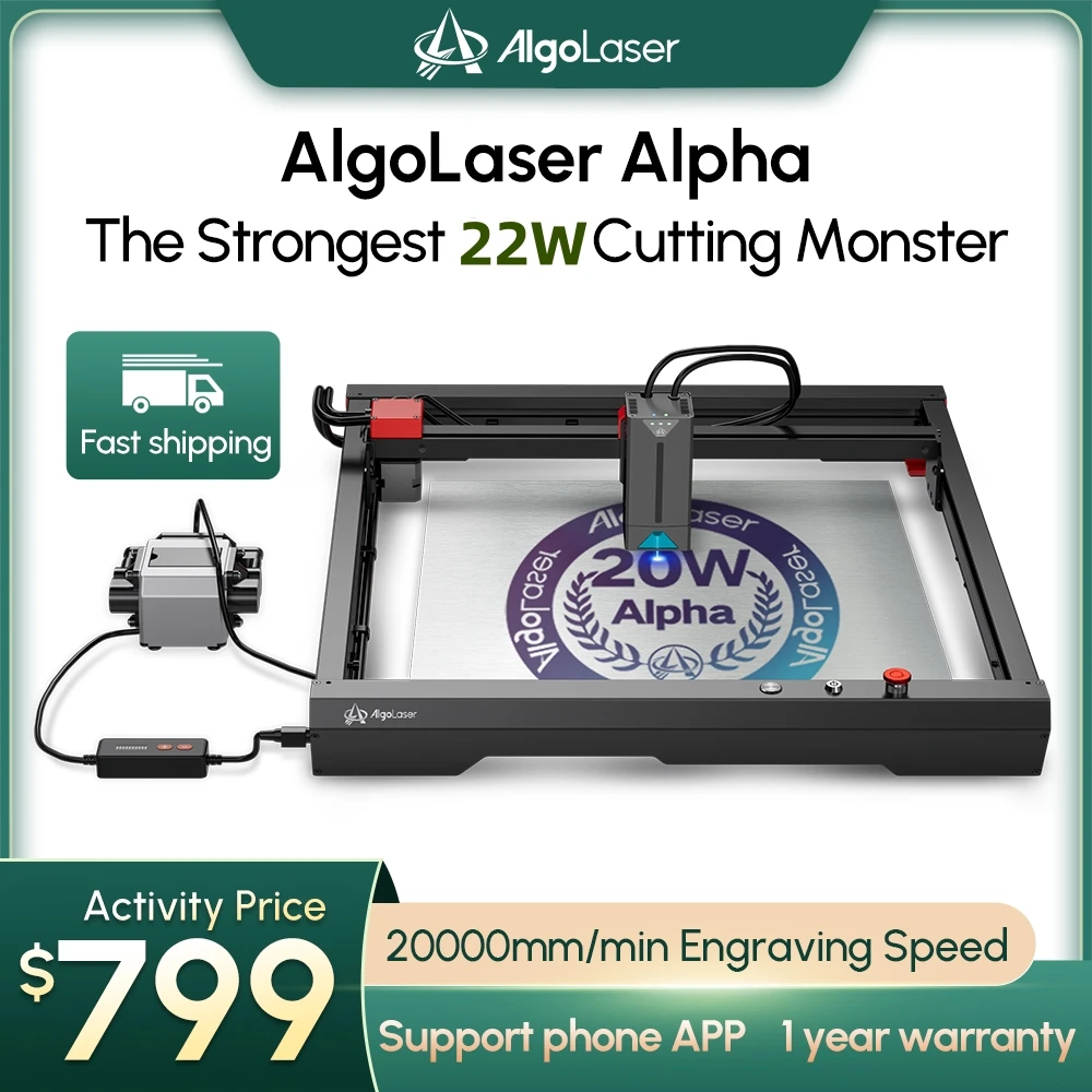 

ORTUR Algolaser 22W Laser Engraver Output CNC Laser Cutter Metal Colorizing DIY Cutting Tool for Wood Acrylic Leather Glass MDF