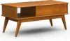 Draper Solid Hardwood 48 inch Wide Rectangle Mid Century Modern Lift Top Coffee Table in Teak Brown. 4