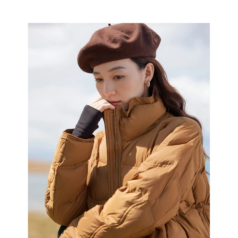INMAN Women Down Jacket 2023 Winter Long Sleeve Stand Collar Loose Thickened Coat Wave Hem Design Fashion Versatile Outwear