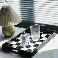 Abstract Distorted Checkered Pattern Storage Trays Decorative Dresser Table Skincare Cosmetic Containers Jewelry Organizer Shelf 2