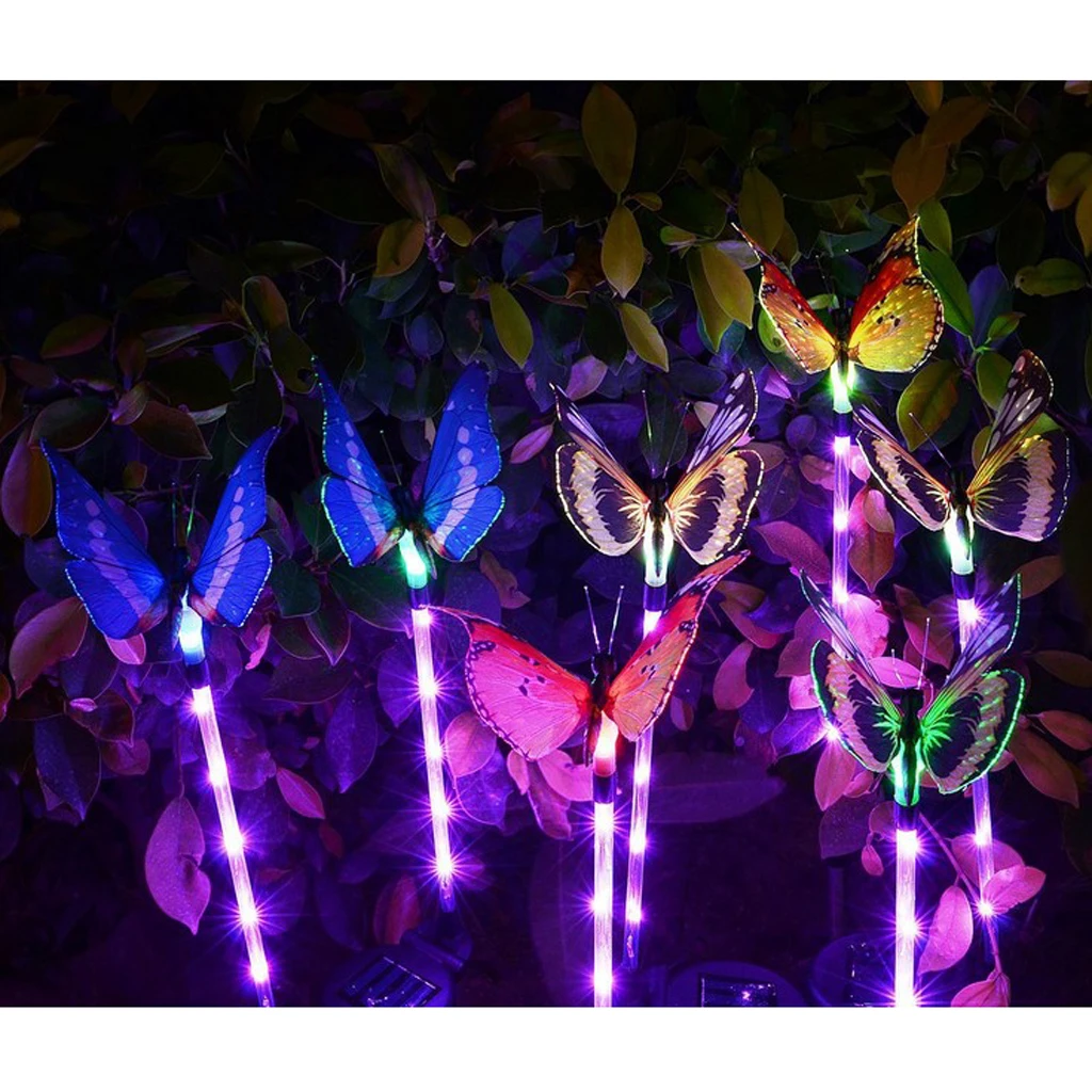 LED Butterfly Garden Stake Lights Solar Powered Path Landscape Lamp