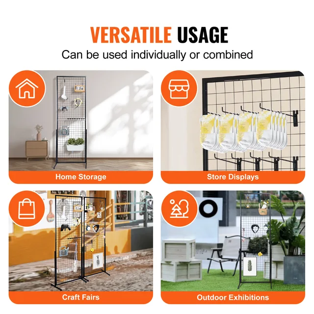 9705-6f3a8e.jpg SucceBuy Grid Wall Panels Tower Wire Gridwall Display Racks Double Side Gridwall Panels for Art Craft Shows Retail Shop w/ Hooks