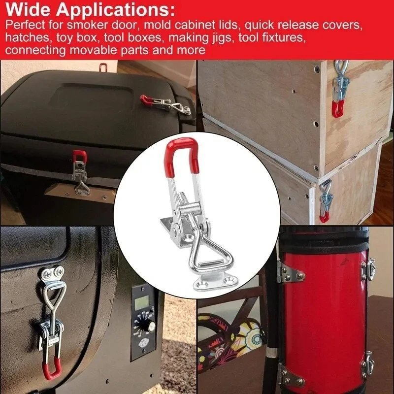 Buckle Clamp 2PCS Heavy Iron Adjustable Buckle Lock Clamp Box Buckle Clamp Door Bolt Type Quick Accessory Horizontal Catch Clas