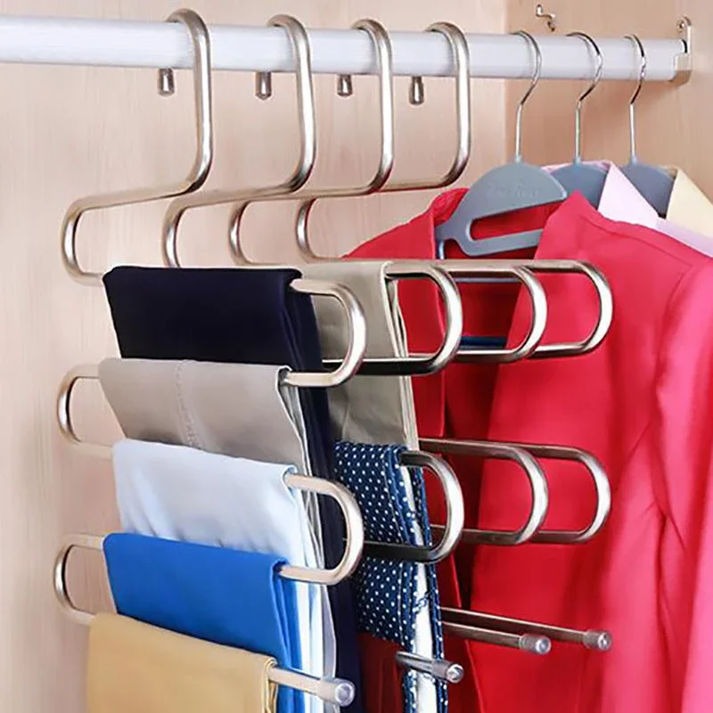 Trouser hanger rack Stainless steel 5-layer multipurpose trouser pants hanger rack