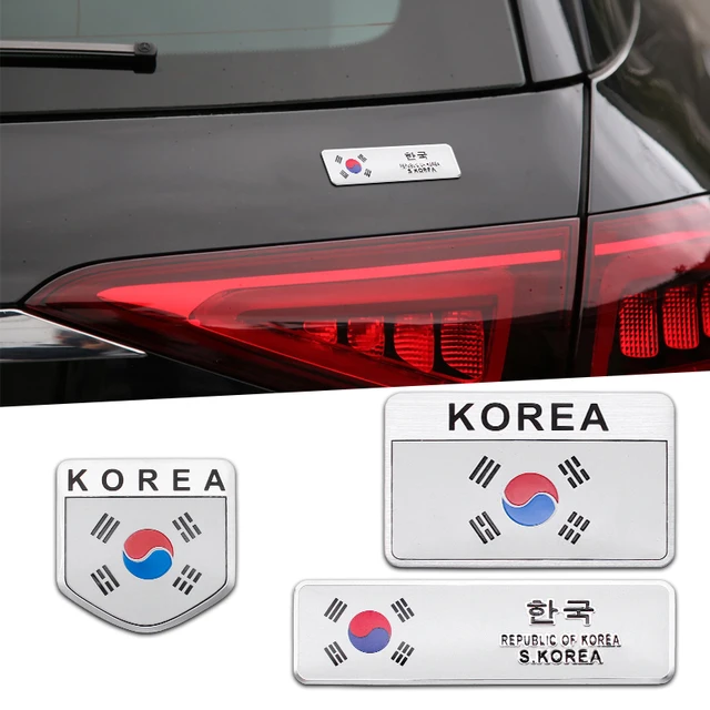 Car Styling 3D Aluminum Korean Logo Flag Stickers Auto Emblem Badge Decals Decoration For Hyundai I30 Accent Creta Kona IX35 I40