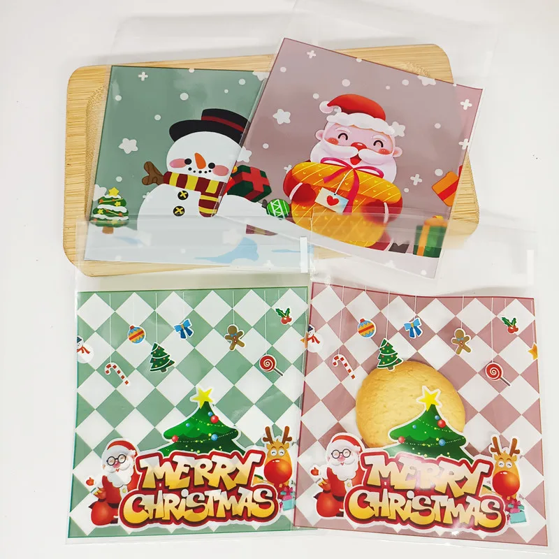 

Christmas Cookie Candy Bag Santa Claus Self-Adhesive Plastic Bags Biscuits Snack Baking Package Party Gift Decoration Supplies