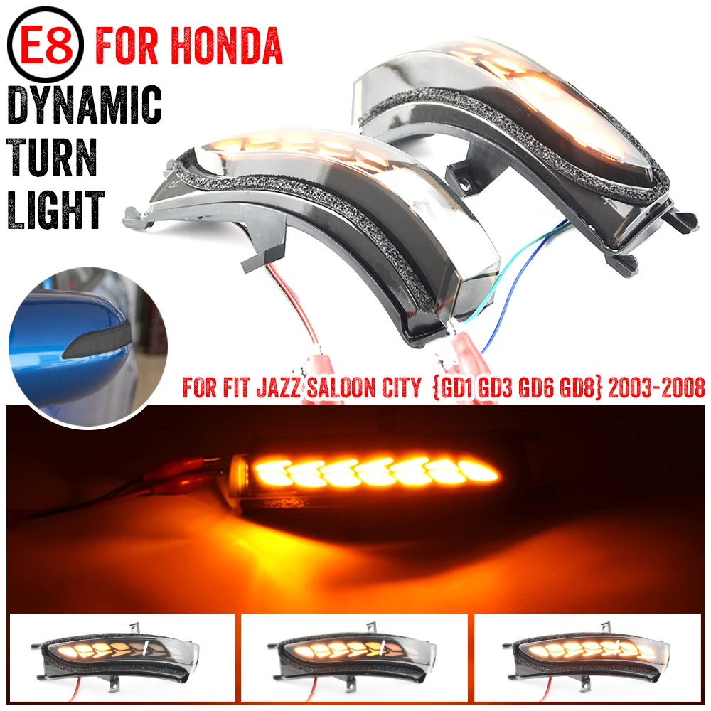 

2Pcs LED Dynamic Turn Signal Light Fit for Honda FIT/JAZZ GD1/GD3 Saloon GD6/GD8 For CITY Rear Mirror Indicator Blinker
