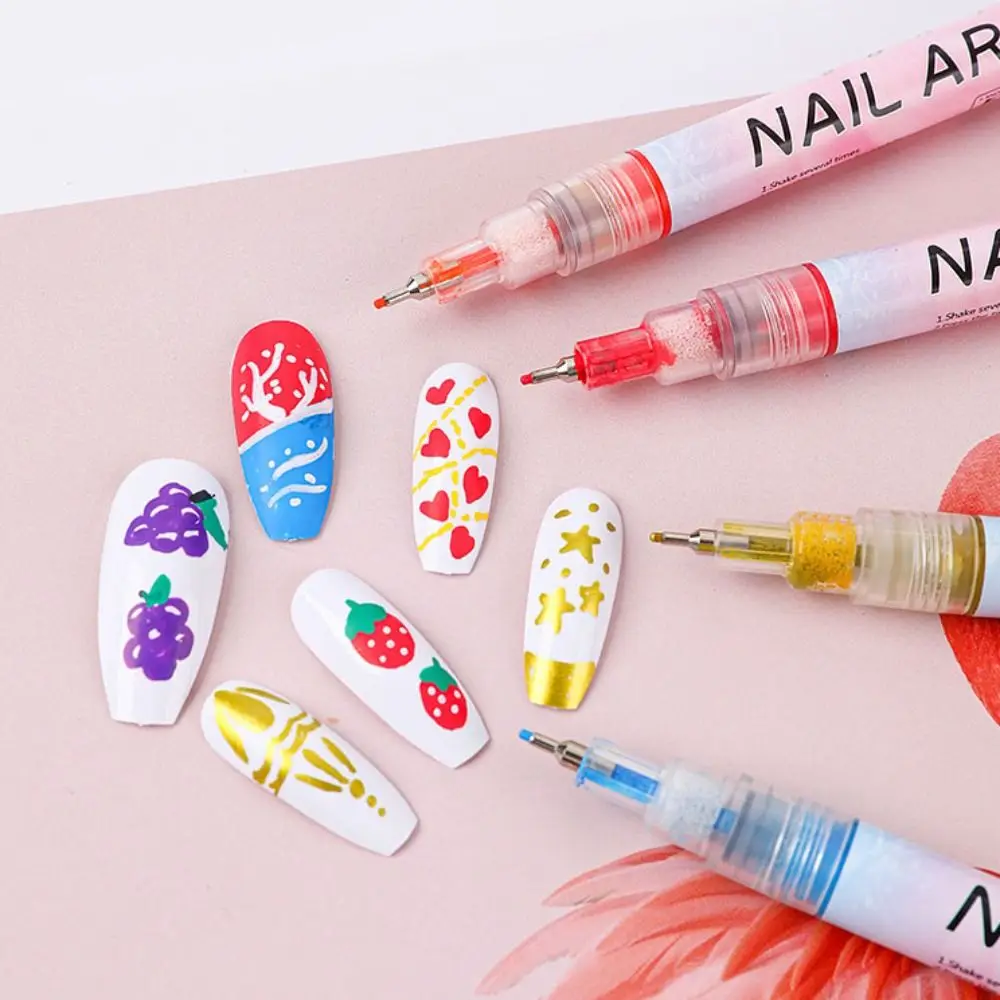 12Pcs/Set Colourful Waterproof Nail Art Graffiti Pen DIY 3D Nail Art Drawing Pen Abstract Line Manicure Tool Painting Liner