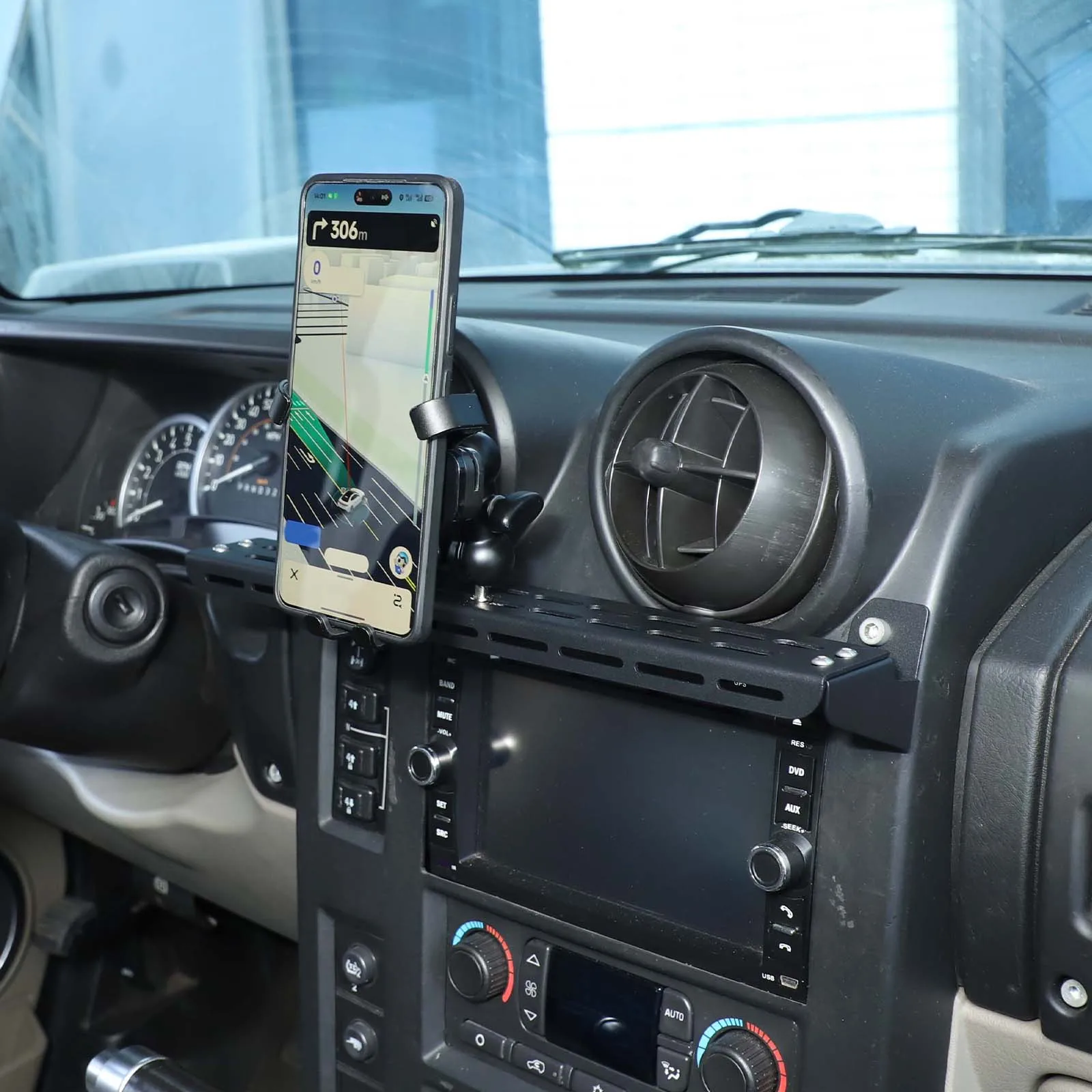 Hummer H2 2003 2004 2005 2006 2007 탄소강 자동차 센터 콘솔 전화 홀더 스탠드 GPS 마운트 브래킷 자동차 액세서리