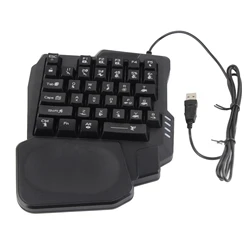One - Handed Anti - Slip Backlit Gaming Keyboard - Black, 35 Keys (Black)