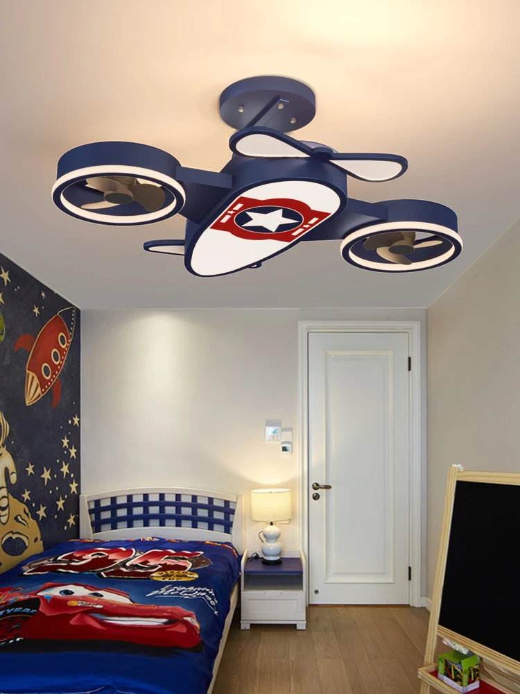 

Современные детские светодиодные потолочные светильники с самолетом для комнаты с дистанционным управлением для мальчиков лампа с электровентилятором для гостиной спальни потолочный светильник освещение