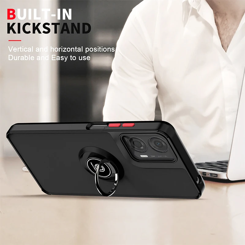 Shockproof PC Armor Case with Magnetic Ring Holder Stand - Durable Protective Cover