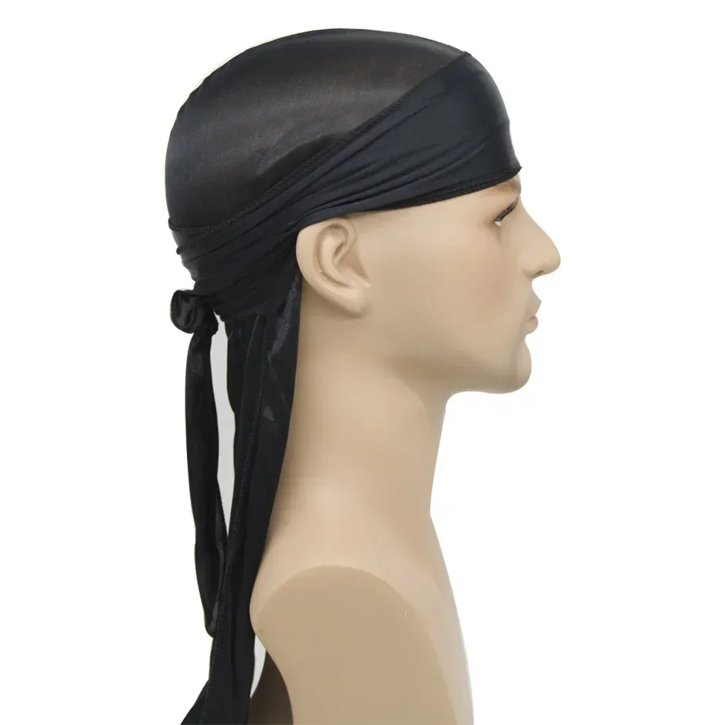 Unisex Silky Durags Bandanas Turban Hat Wigs Doo Men Satin Durag Biker Headwear Headband Hair Accessories Extra Long Tail Du-Rag 4