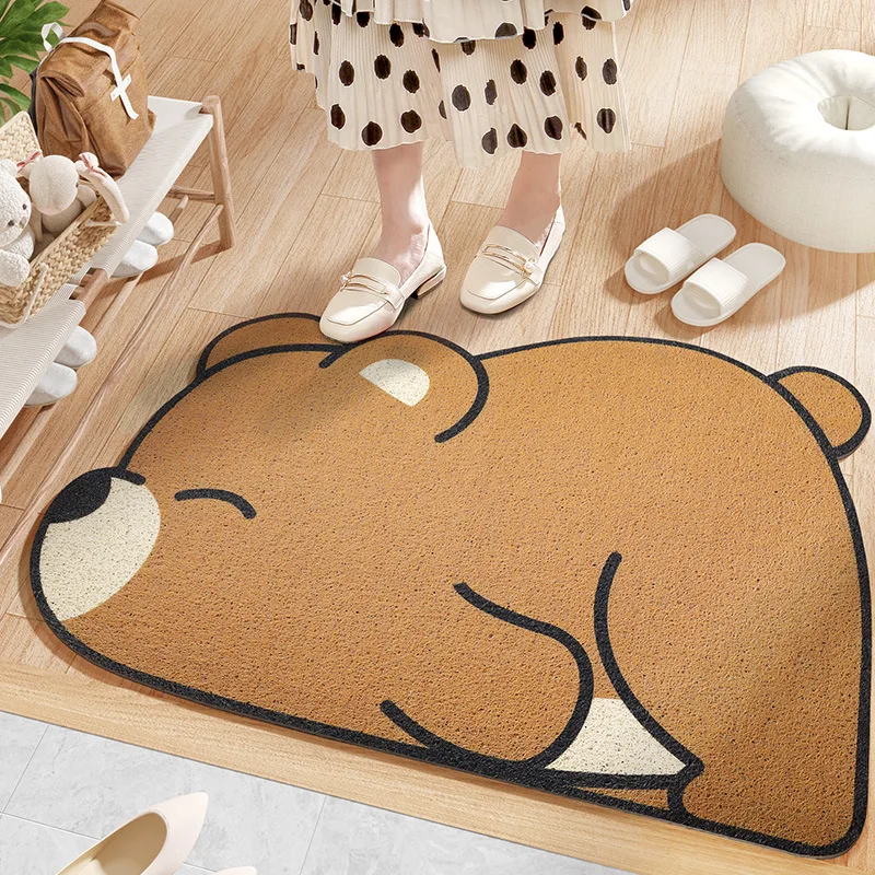 

Doormats Entrance Door Rug Cartoon Style Irregular Shape Carpet Silk Circle PVC Material Durable Hand Washable Floor Mat