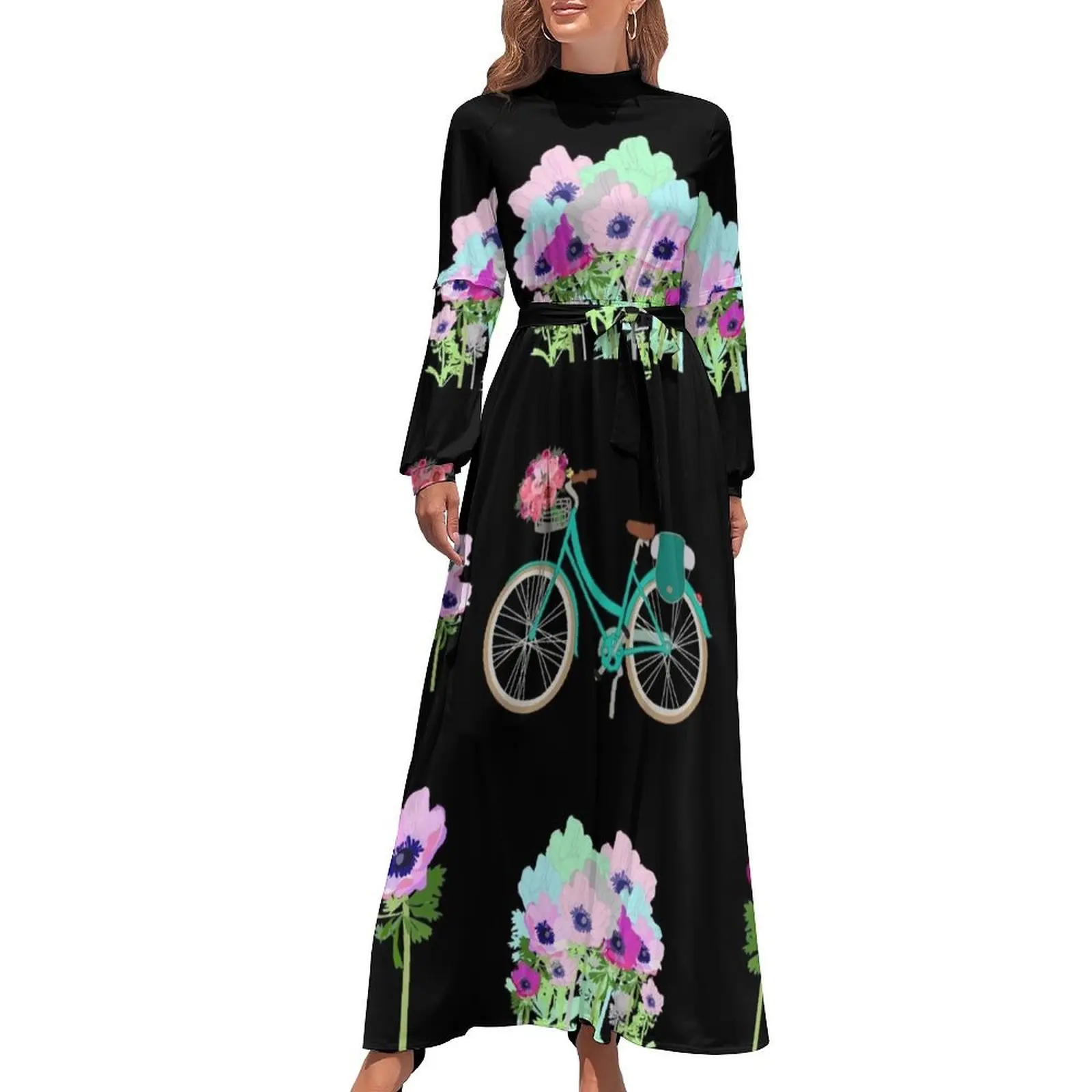 thumbnail image 1 of Flores de primavera y bicicleta Vestido largo Vestidos para fiesta de bodas Vestidos de noche para mujer 2024 Vestidos de verano para mujer, 1 of 5